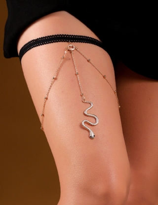 Gold Sexy Snake Pendant Chain Leg Ring