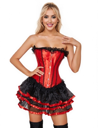 12 Pieces Plastic Bones Black Lace Red Corset