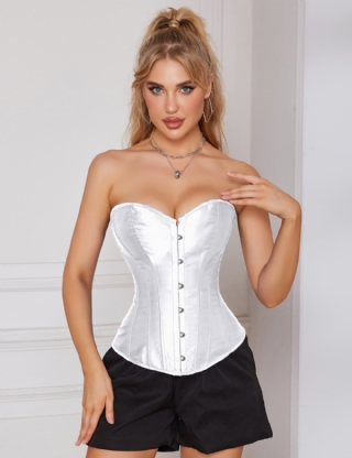 14 Pieces Plastic Bones White Sexy Satin Tube Top Palace Style Corset